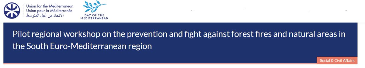 #Tunisia 🇹🇳 - Pilot regional workshop on the prevention and fight against forest fires 🔥 and natural areas in the South Euro-Mediterranean region
#MedCivPro 🌿
ufmsecretariat.org/event/workshop…