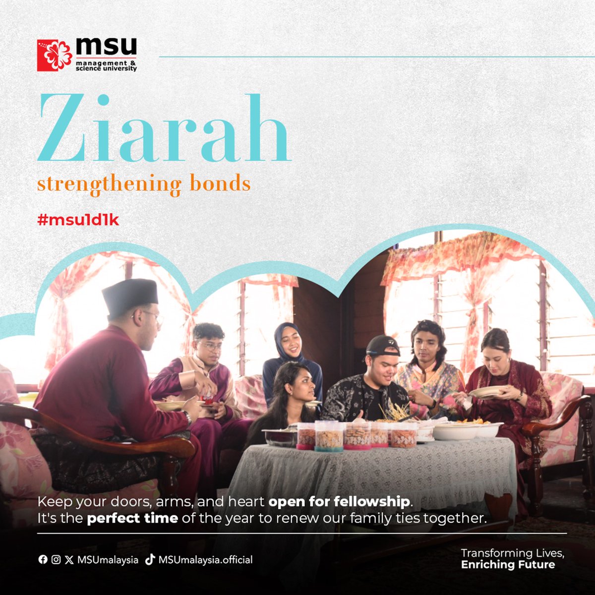 As the joyous Eid festivities unfold, let's cherish the tradition of Ziarah Raya, weaving the tapestry of family ties with each visit. It is time to rediscover the warmth of kinship and the beauty of togetherness.  #MSUmalaysia  #MSU1D1K  #MSUraya2024