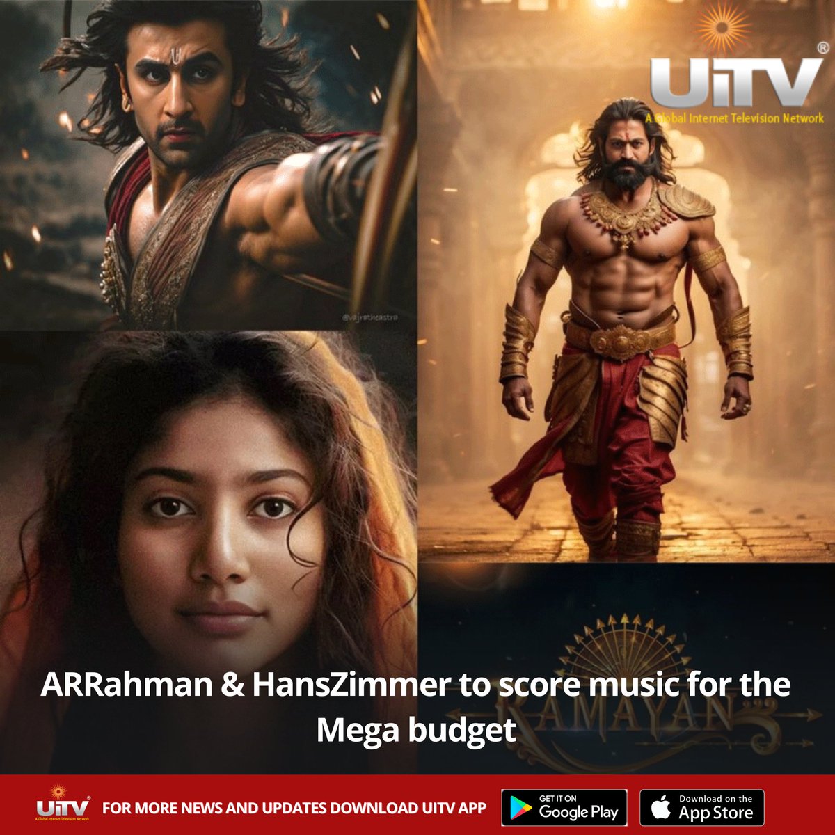 UiTV_Connect's tweet photo. 🎵 Get ready to be mesmerized as two musical legends come together to score the soundtrack of the century! 🌟 AR Rahman and Hans Zimmer join forces to create magic for the mega-budget project. 🎶 🎼✨ #ARHans #MusicalMasters #EpicCollaboration #SoundtrackOfTheCentury 🎵🔥 https://t.co/R5537weO2r