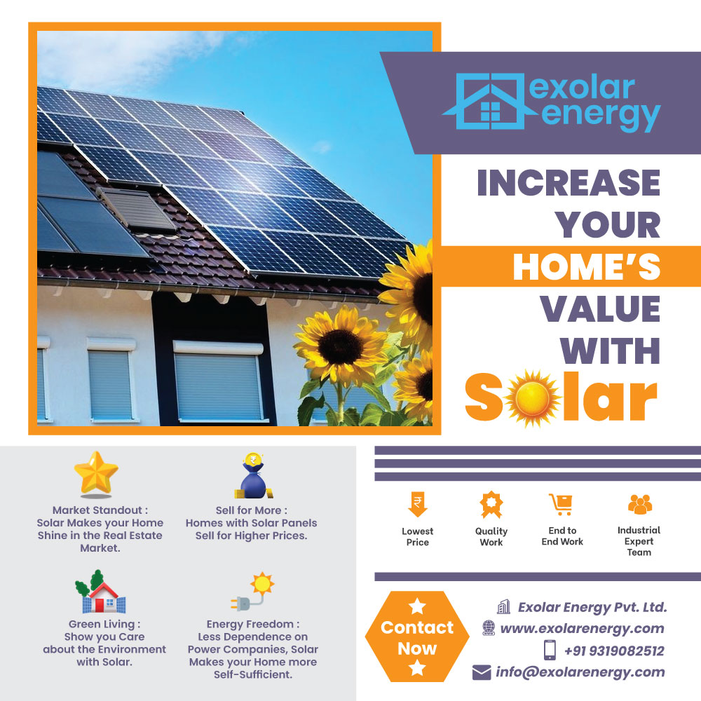 Increase your Home's Value with Solar!! 📷 +91 9319082512 📷 info@exolarenergyproject.com 📷 exolarenergy.com #exolarenergy #solarpanelspanels #SolarEnergy #SolarPower #RenewableEnergy #solarsolutions #SolarEPC #SolarProducts #rooftopsolar #rooftopsolarpanels