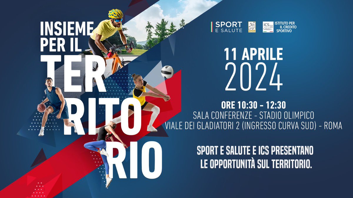 Torna “𝗜𝗻𝘀𝗶𝗲𝗺𝗲 𝗽𝗲𝗿 𝗶𝗹 𝗧𝗲𝗿𝗿𝗶𝘁𝗼𝗿𝗶𝗼”, con l’evento di Roma presso la sala conferenze dello Stadio Olimpico. Partecipa all’evento 👉 tinyurl.com/aadfza5j #InsiemeperilTerritorio | @comuni_anci • @creditosportivo • @RegioneLazio • @Roma