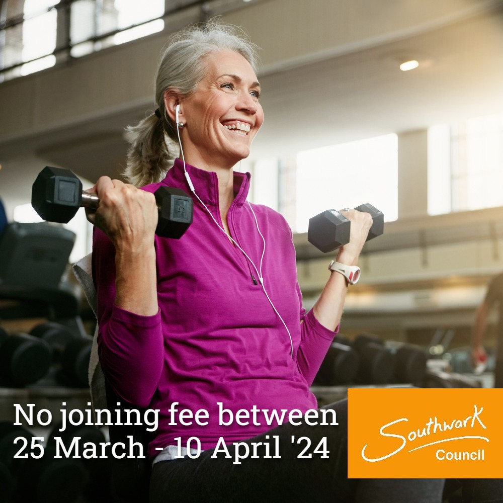There's no joining fee if you become a Southwark Leisure member between 25 March - 10 April. Try a free swim and gym workout and discover what works for you orlo.uk/GukNB (terms and conditions apply)