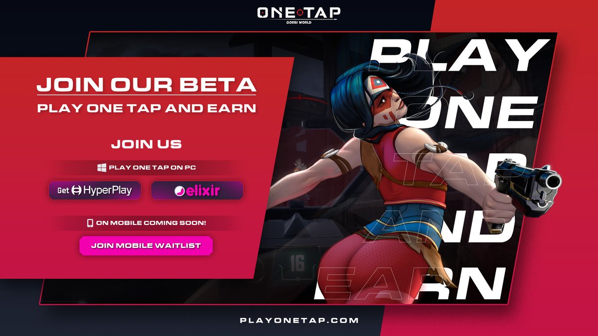 @playonetap BETA IS LIVE! Join us 👇 🖥️PC: store.elixir.games/browse/one-tap 🍏 Mac: store.hyperplay.xyz/game/onetap 📱Mobile Waitlist: playonetap.com/mobile-registr… Find out more on Discord: discord.gg/75U5S9hNM5