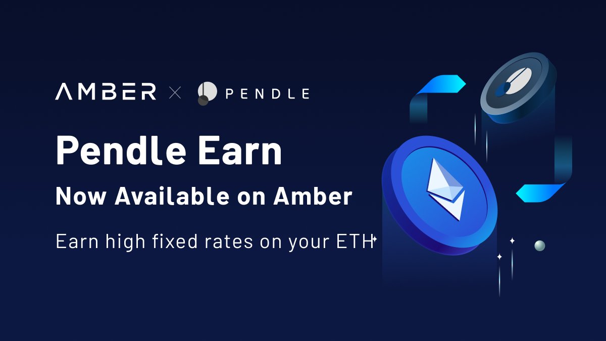 We've teamed up with @ambergroup_io again to bring higher yields to their users. 🥳 Now clients can earn fixed rates on ETH through Pendle Earn with Amber Group. Stay tuned for more integrations as we make DeFi yields simpler and more accessible. ⚡️