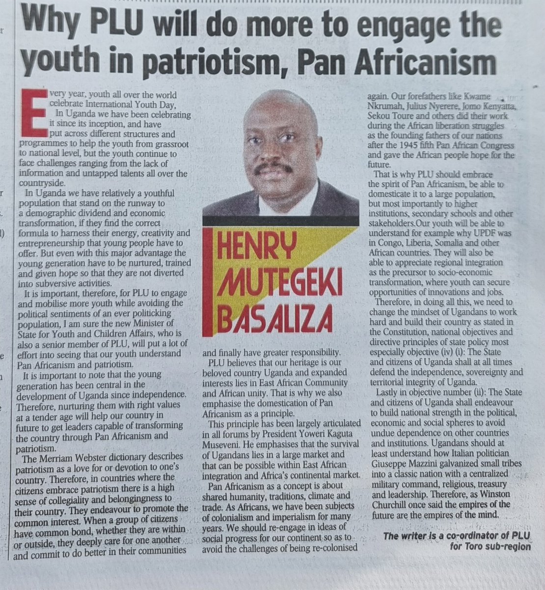 PLU has a big role to play in our country. Now that we have our very own in the youth Docket Hon @BalaamAteenyiDr, the youth will be fully engaged in patriotism and Pan Africanism. Get a copy of today's new vision as I break it down.
