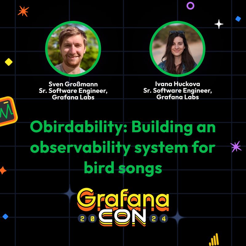 🐦🎵 Ever wondered about 'obirdability' - a bird observability? Can't wait to join @svennergr at #GrafanaCON to dive into creating a system for monitoring the captivating songs of birds. @grafana has planned 🔝 agenda. You can learn more in here: bit.ly/3TDWUU