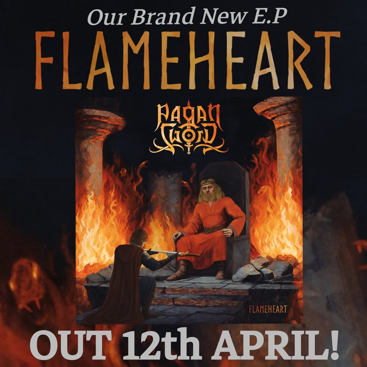 ⚔️1 WEEK TO GO!!⚔️

Our Brand New E.P 🔥'FLAMEHEART'🔥
is out on the 12TH APRIL! ⚔️

#pagansword #brandnewmusic #comingsoon #flameheart #ep #folkmetal #slavicmetal #heavymetal #melodicmetal
#ukfolkmetal #paganmetal
#polishfolkmetal #polishmetal
#drinkinghorn #music #april #date