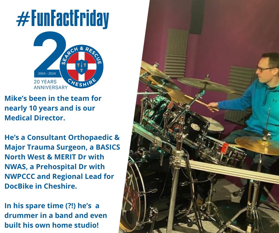 We are continuing our 20th Anniversary celebrations with another #FunFactFriday about the team. This week we would like to introduce you to Mike - he’s been in the team for nearly 10 years and is our Medical Director. #CSARIs20 #20YearsOfCSAR #LowlandRescue