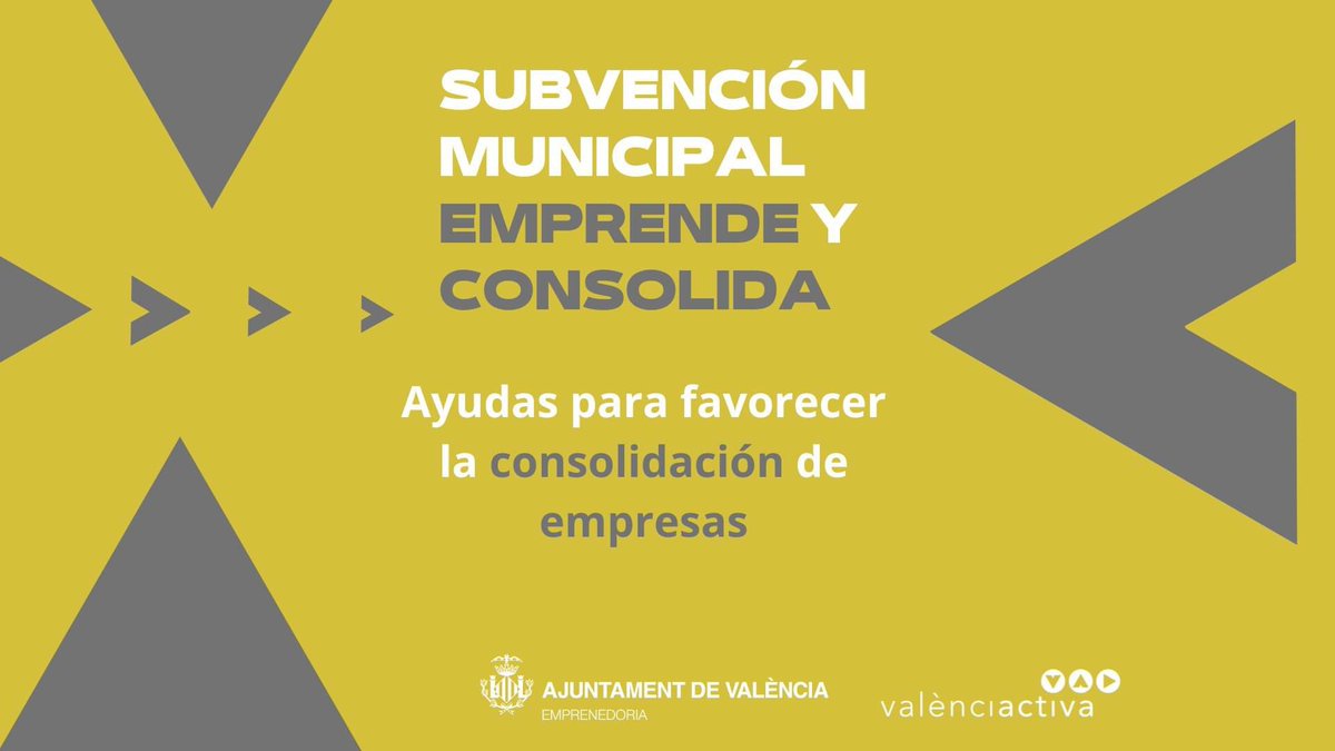 📢🆕 ¿Conoces la nueva subvención municipal Emprende y Consolida?

💡 Con esta ayuda, de hasta un máximo de 3.000€, el <a href="/AjuntamentVLC/">Ajuntament València</a> busca fomentar la consolidación empresarial en Valencia, apoyando la continuidad de las empresas valencianas en sus primeros años de existencia