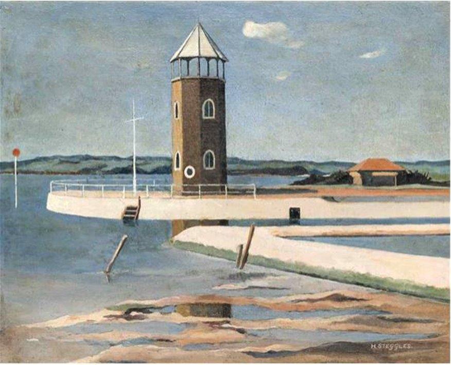 I thought I'd start today with one that I haven't shown for quite a while. This is 'Brightlingsea' by Harold Steggles from 1934. The subject of the painting is Bateman's Tower which is, I'm pleased to say, still there! #HaroldSteggles #Brightlingsea #Essex #EastLondonGroup