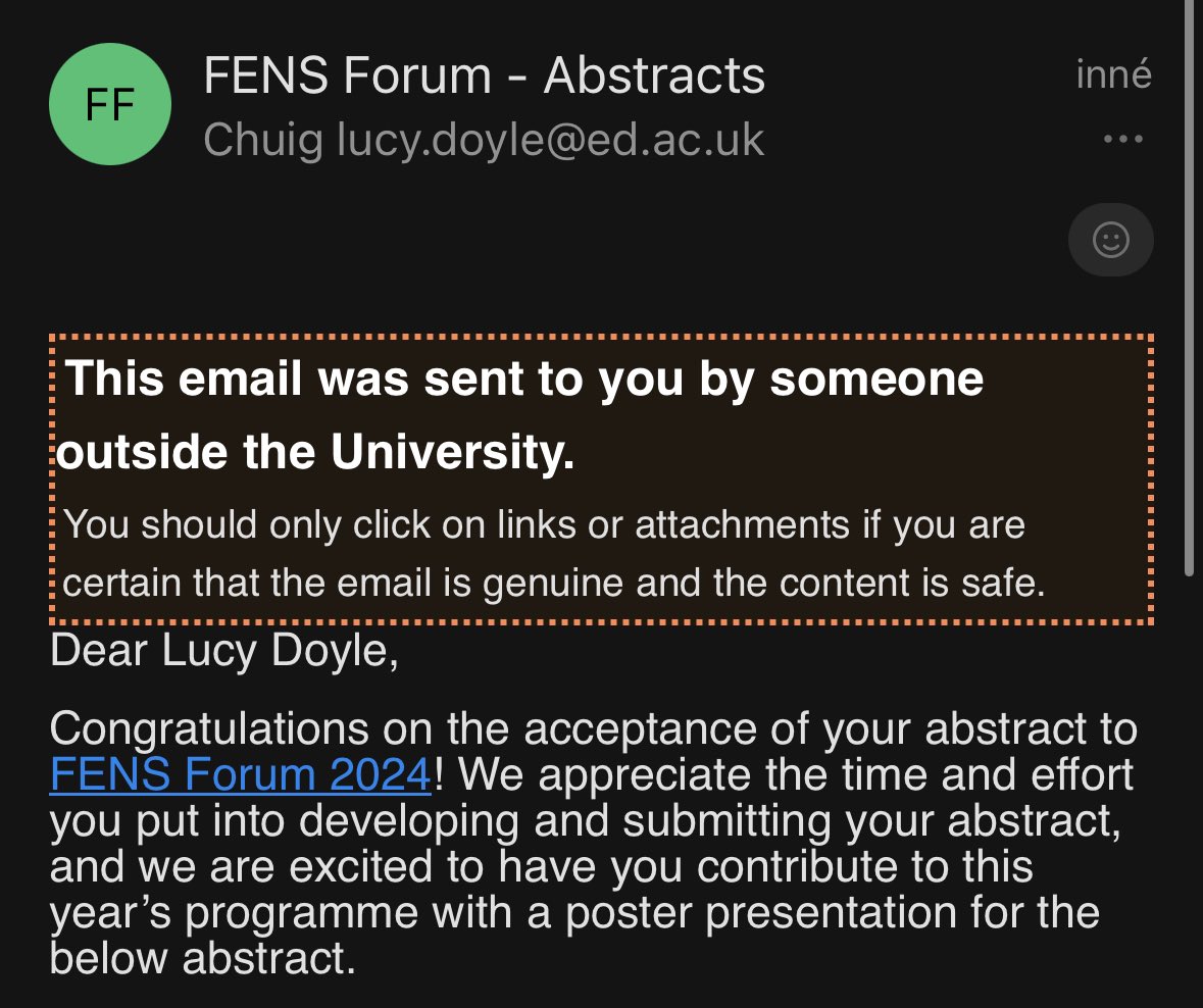 lucyatdoyle's tweet photo. So excited to share that my abstract has been accepted for #FENS2024! ✨

Looking forward to presenting my PhD research in Vienna in June! 🧬🧠@FENSorg https://t.co/7VXT9rRMF5