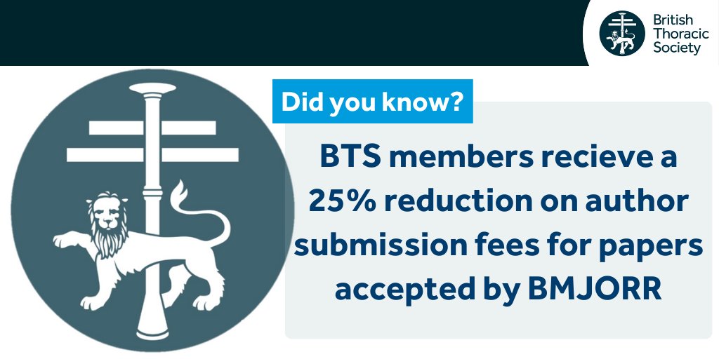 BTS membership has a range of benefits, including discounts on: reduced @BMJOpen_Resp submission fees, discounted BTS Short Courses and the opportunity to access the @ThoraxBMJ Journal. Learn more: bit.ly/3zVzdw5