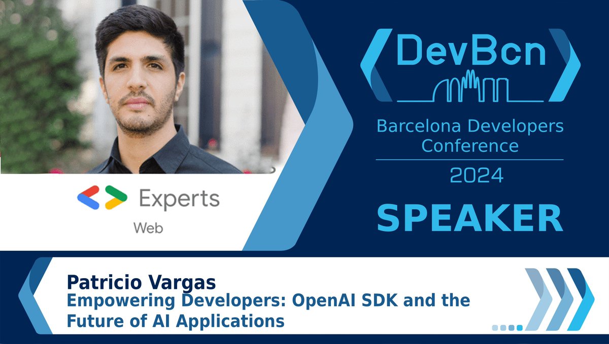 🚀 Empower your development with AI! Join @devpato at #devbcn24 for 'Empowering Developers: OpenAI SDK and the Future of AI Applications.' Unleash the potential of AI in your projects! Details ➡️ buff.ly/3U4ABaA