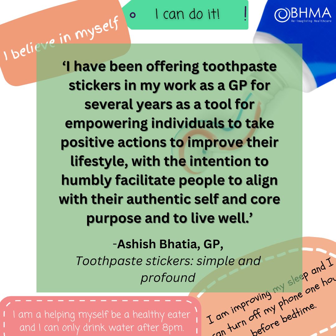 In GP consultations about lifestyle change patients set good intentions (eg to take a morning walk) but they rarely translate into sustained actions for changes. Read more 🔗bhma.org/toothpaste-sti… #selfempowerment #stickers #lifestyle #holistic #holistichealth