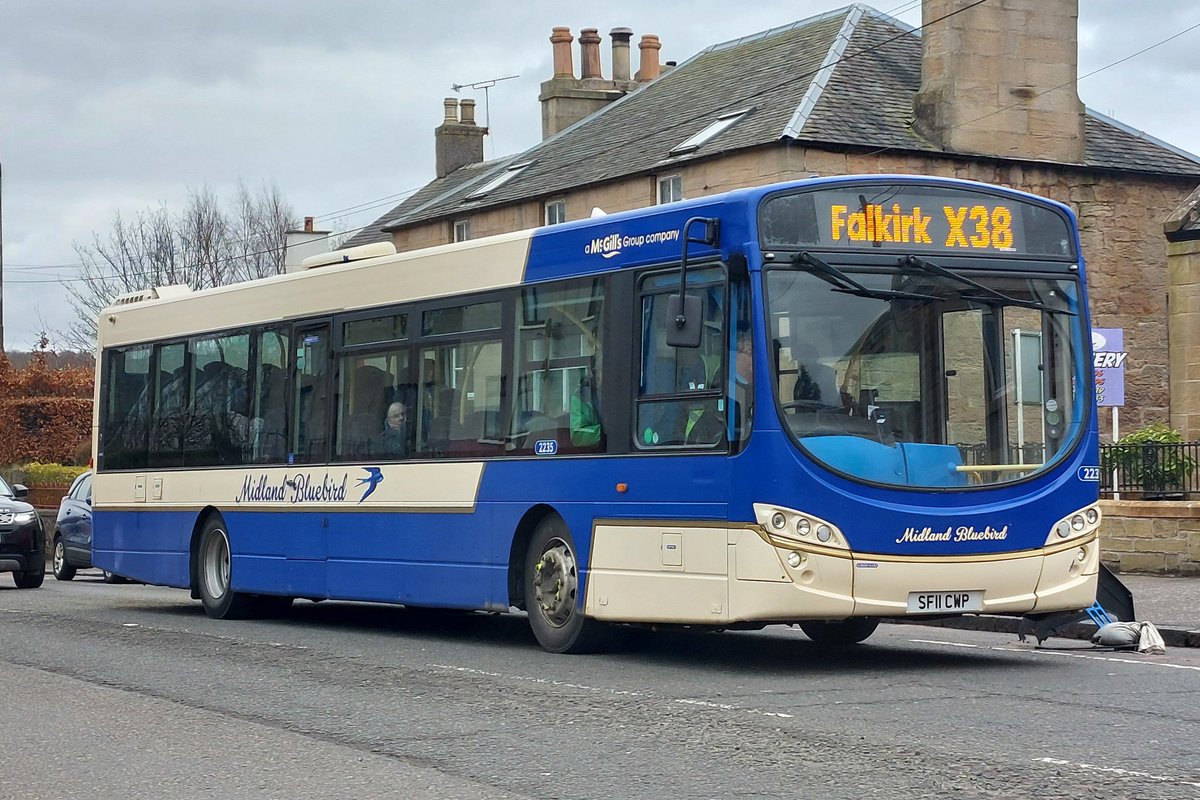McGill's Scotland East Volvo B7RLE Wright Eclipse 2 2235 SF11 CWP seen in Linlithgow running service X38 to Falkirk.