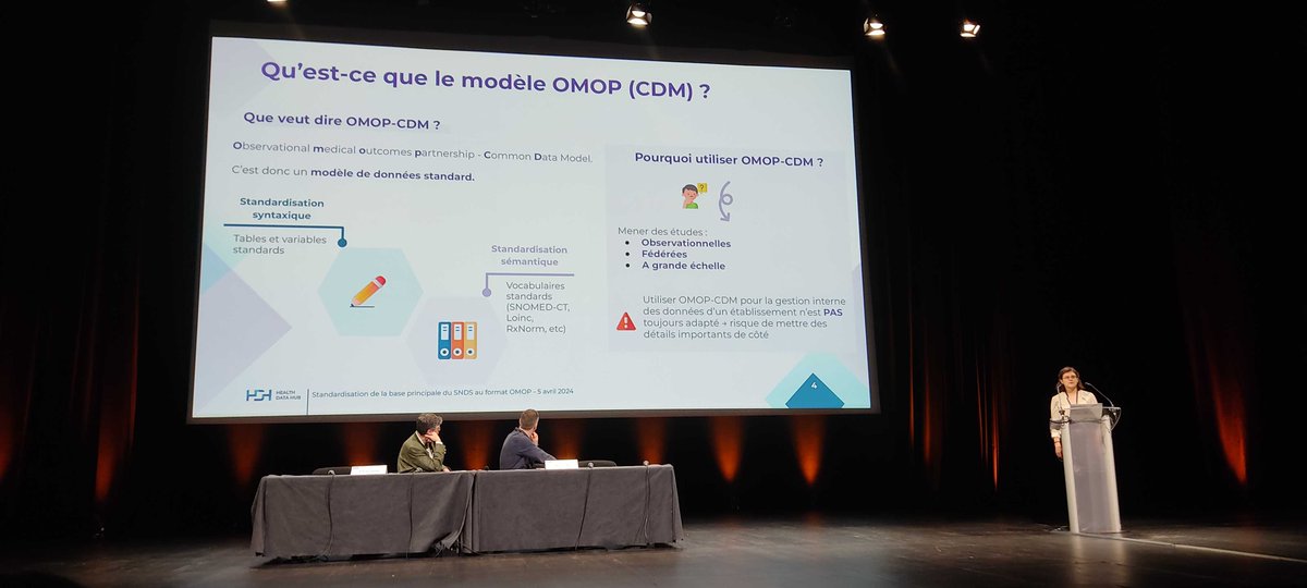 Le Health Data Hub est présent au congrès #EMOIS à Lille ! Gaëlle Collumeau, Data Scientist, présente la standardisation de la base principale du #SNDS au format #OMOP.