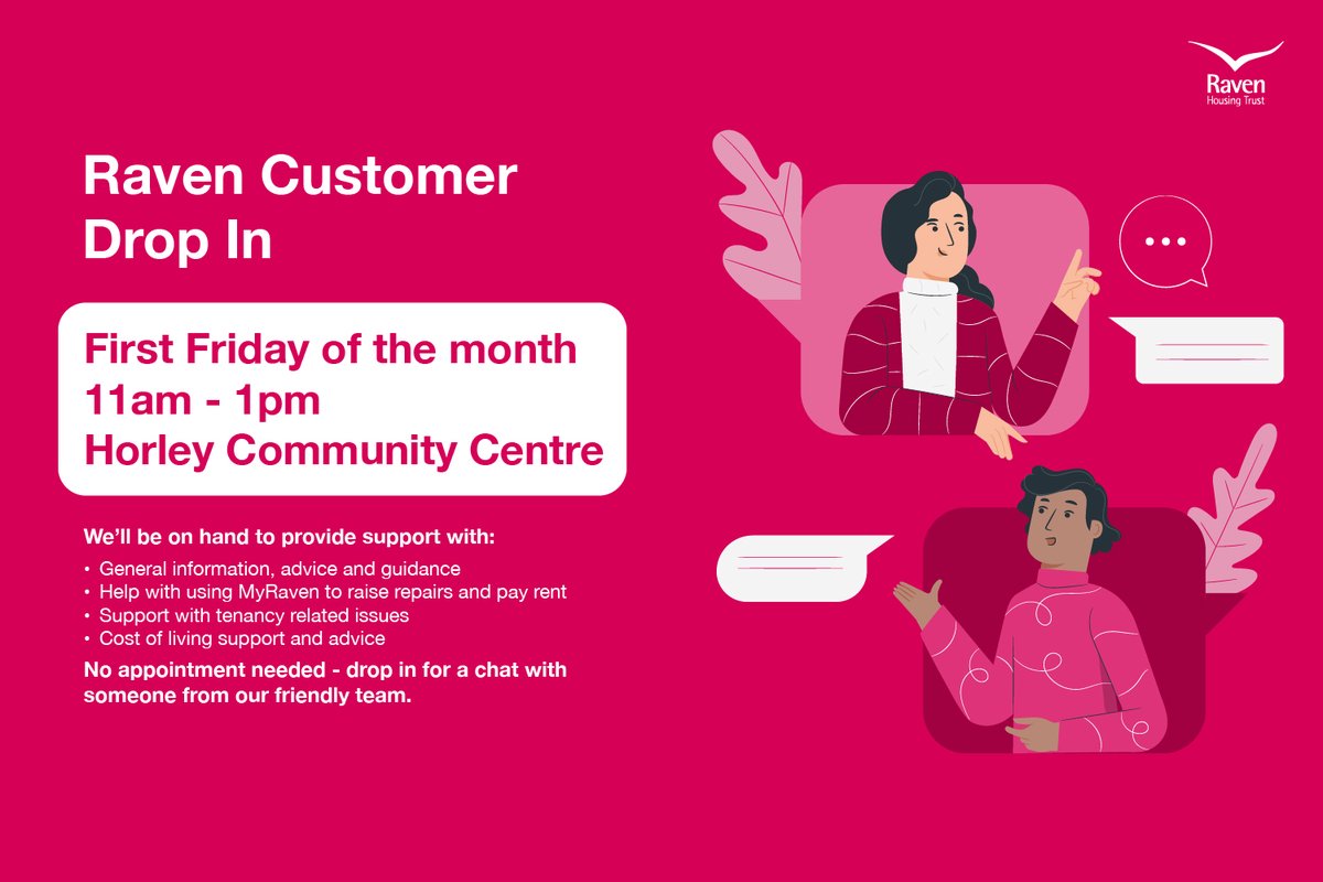 Find us today (Friday 5th April) at Horley Community Centre for our monthly Customer Service Drop In. No appointment needed – drop in for a chat with someone from our friendly team.