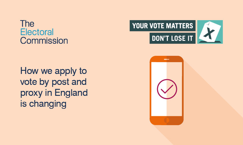 Want to vote by post, or have someone you trust vote on your behalf?

You can now apply online.

Find out more: orlo.uk/YeAOh