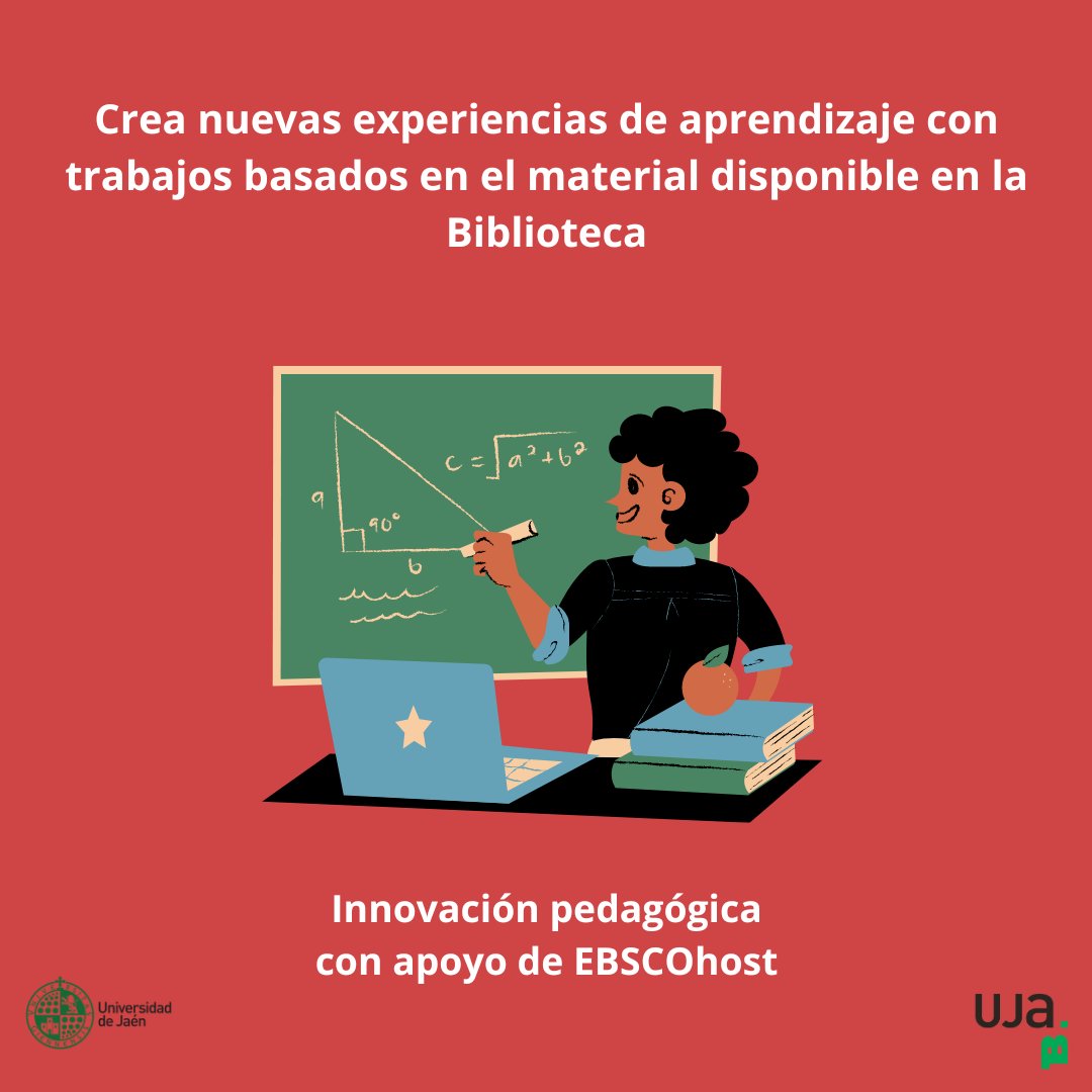 📢Formación online: Innovación pedagógica con el apoyo de EBSCOhost 👩‍💻
🗓️Lunes 8 de abril a 13:00
Analizaremos técnicas de aprendizaje innovadoras con objetivo de  capacitar al PDI para crear trabajos basados en el material disponible en la biblioteca
📝tinyurl.com/24rbcowq 👇