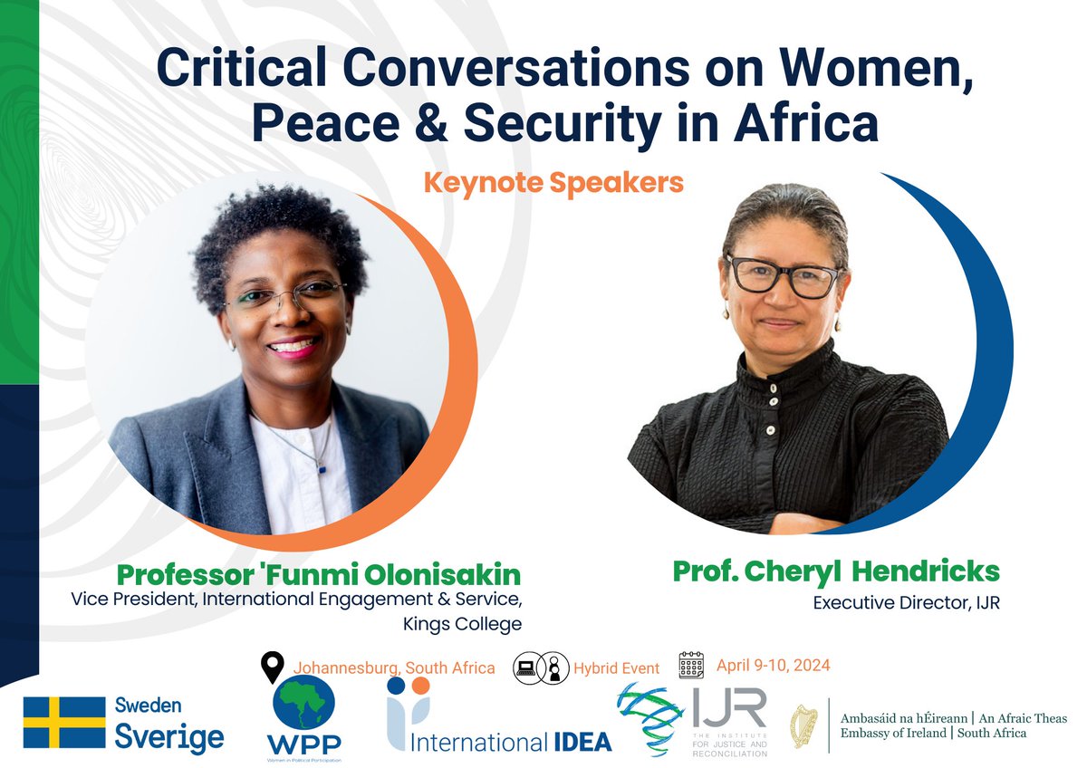 Critical Conversations on Women Peace & Security in Africa❗️Johannesburg, 9-10 Apr. A critical reflection on 24 years of implementing the #WPS Agenda: Progress, challenges & transformation needed for greater peace & security to prevail. #UNSCR1325 #WomenLeadAfrica @IDEA_Africa