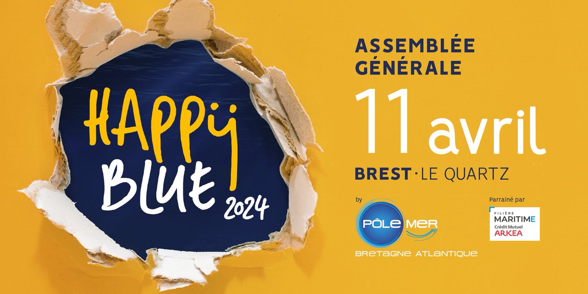 PoleMerBA's tweet photo. 🔴Plus que 4 jours pour vous inscrire à HAPPY BLUE, l'événement phare du Pôle Mer qui encapsule son Assemblée Générale annuelle !
👉Programme & inscription : https://t.co/F1NQJsYuWv
🔴Et votez avant dimanche, minuit, pour votre projet maritime préféré : https://t.co/dCQjzcuBz5 https://t.co/GbNHMJIVWj