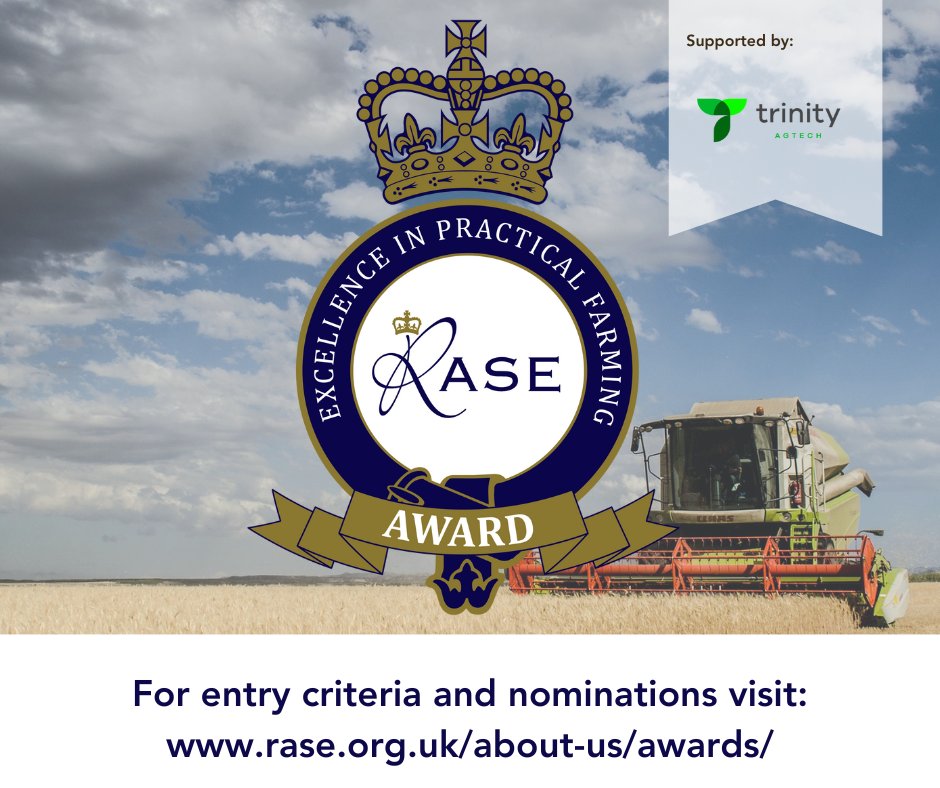 Get ready for the #RASEawards! 🚜 📢 Nominations are OPEN for the prestigious RASE Excellence in Practical Farming Award. 🏆 Visit the awards page on the RASE website to discover more and submit your nominations by 17th April. #ExcellenceInFarming