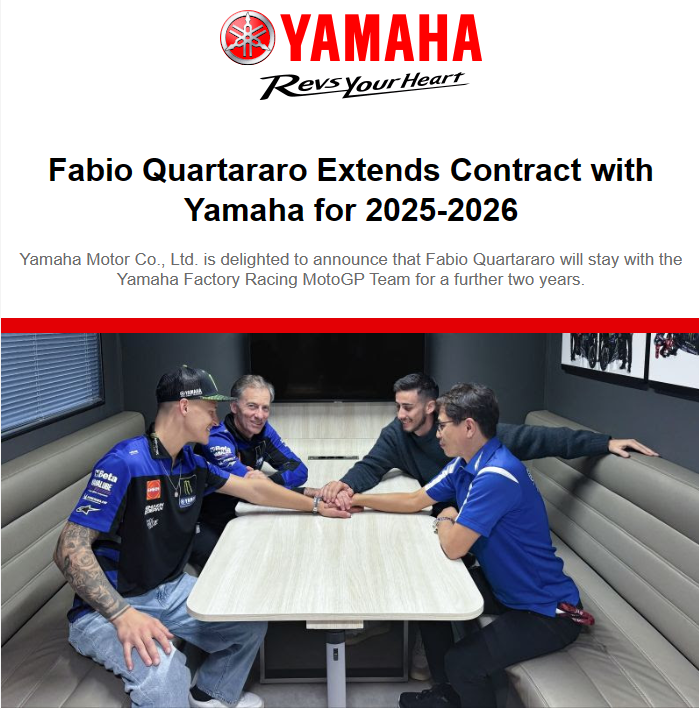 HUGE #MotoGP news. Quartararo obviously has faith in Yamaha, that they are going to be able to get the M1 back to the front of the pack. They have made steps forward. We wait to see what else ex-Ducati guy Max Bardolini can do, especially with the electronics. He was the key new