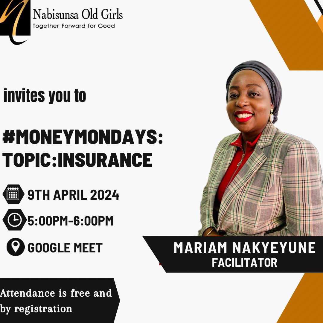 SunsasAlumni's tweet photo. Join us for #MoneyMondays as we delve into the world of insurance. Mark your calendars for Monday, April 8th, 2024, from 5pm to 6pm via Google Meet. Don’t miss out on this discussion! #Insurance #MoneyMondays #OGAN #NabisunsaAlumne #FinancialWellness  #TogetherForwardForGood https://t.co/AVl90OjkLQ
