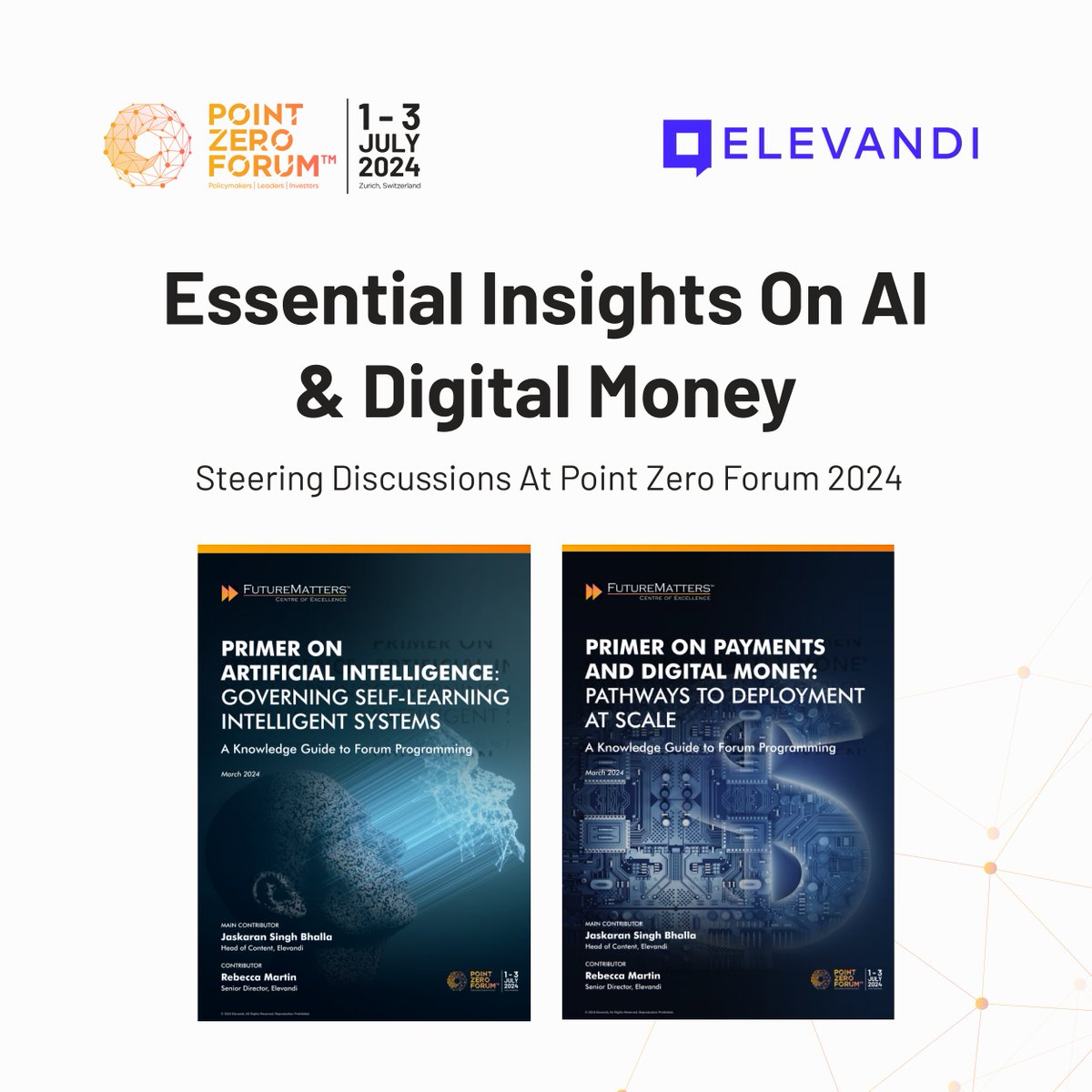 The upcoming @pointzeroforum is centered on real-world issues, and grounded in extensive research. We have released these 2 primers to guide the Forum discussions: 1) Primer on #AI 2) Primer on Payments and #DigitalMoney Download now: hubs.ly/Q02rWTx-0