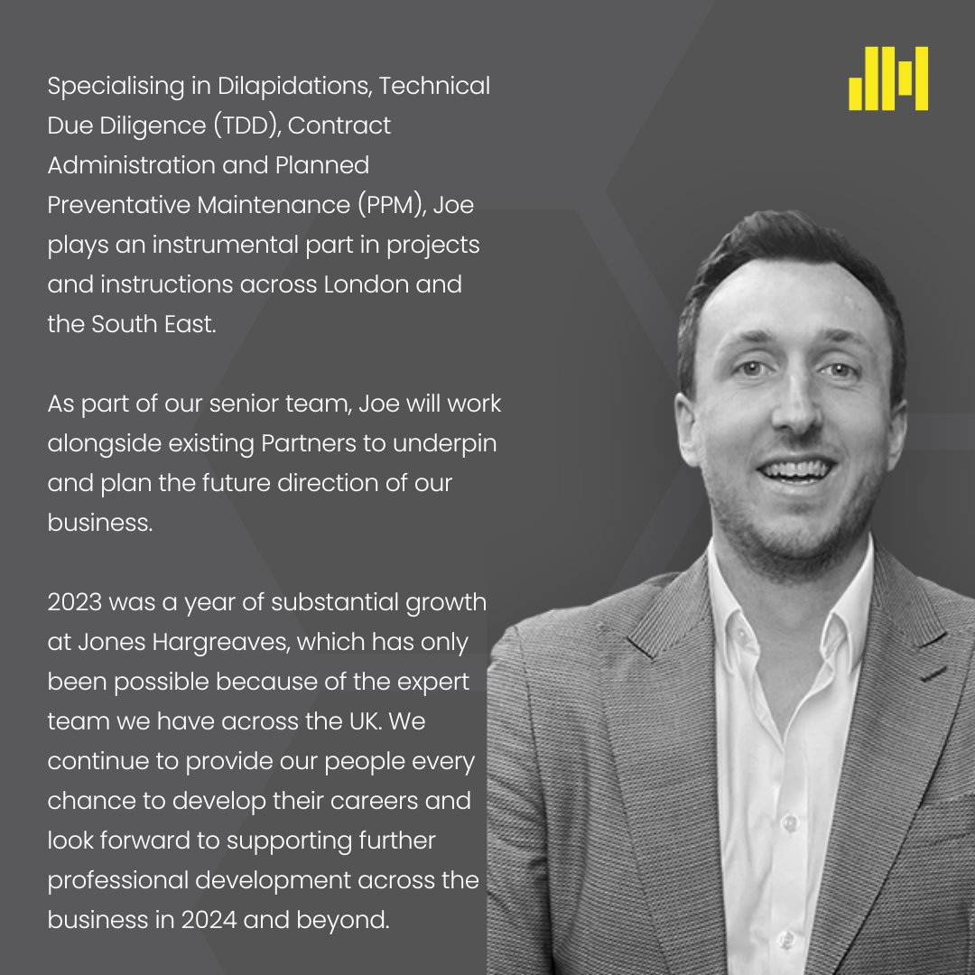 Joe Hawkins, who joined our #London team in 2020, has recently been promoted to Partner here at Jones Hargreaves.

#business #promotion #growth