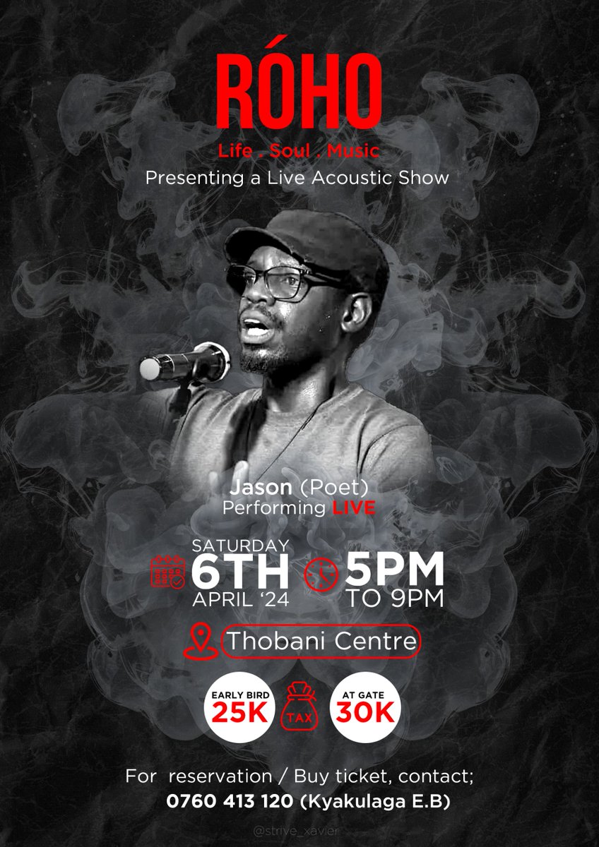 So #Roho is tomorrow at Thobani Centre Rooftop. There's no way you are missing the #LifeSoulMusic juice of creativity featuring @_iamkabera_, @BabiryeHindu, @mitch_isabirye, @jasonntaro, @LorettaKansiime and many more. 🎟️25k (Early Payments) | 30k (At entrance) #JMatAgency