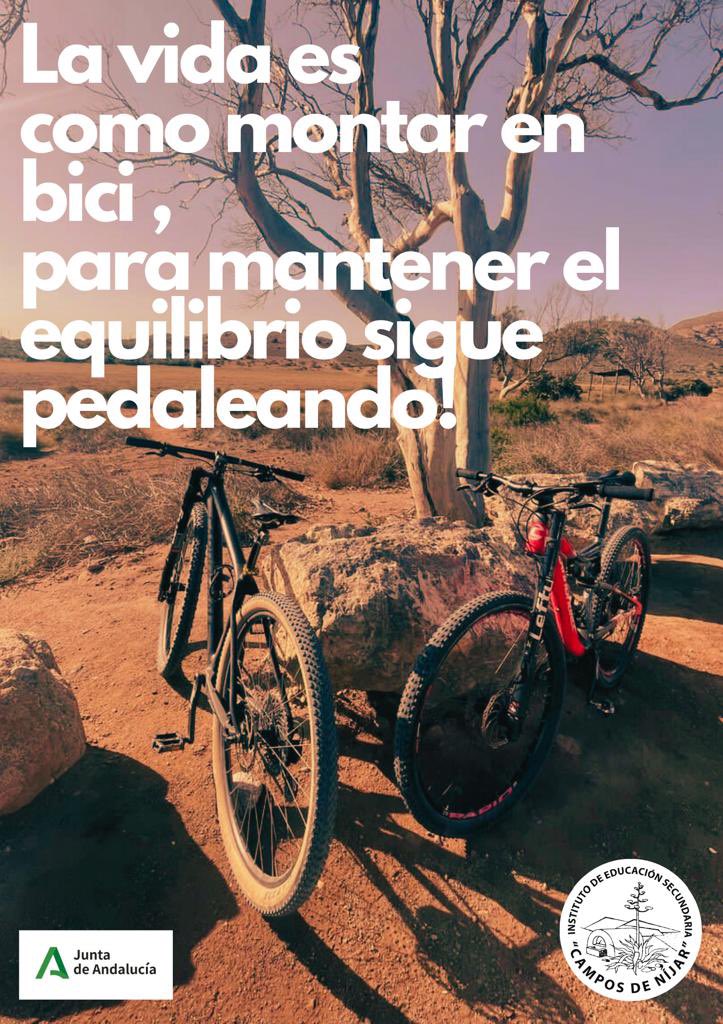 IESCamposDNijar's tweet photo. Desde el programa Cima y departamento de EF iniciamos campaña de movilidad sostenible y saludable, fomentando uso de bicicleta para venir al IES Campos de Níjar. 
El ganador del concurso de carteles: https://t.co/45KbW4BOpo
