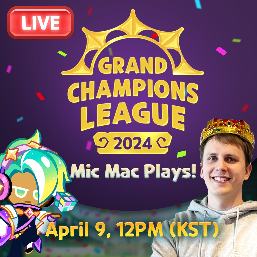 Tune in to our YouTube channel tomorrow to watch Mic Mac play the Grand Champions League Round 1! 🏆 Subscribe not to miss it: ckie.run/SubscribeCooki… The live starts at 12:00 PM (GMT+9)!