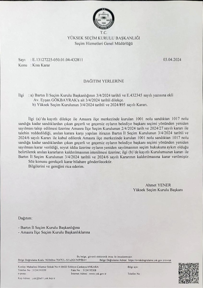 Aynı senaryo bu kez Kurucaşile'de oynanıyor! Kurucaşile İlçe Seçim Kurulu'na yapılan itirazlar sonucu 'geçersiz oylar' yeniden sayılmıştı. AKP istediği sonucu alamayınca İl Seçim Kurulu'na bu sefer 'oyların tamamının' sayılması için başvurdu. Amasra'daki planın bir benzeri…