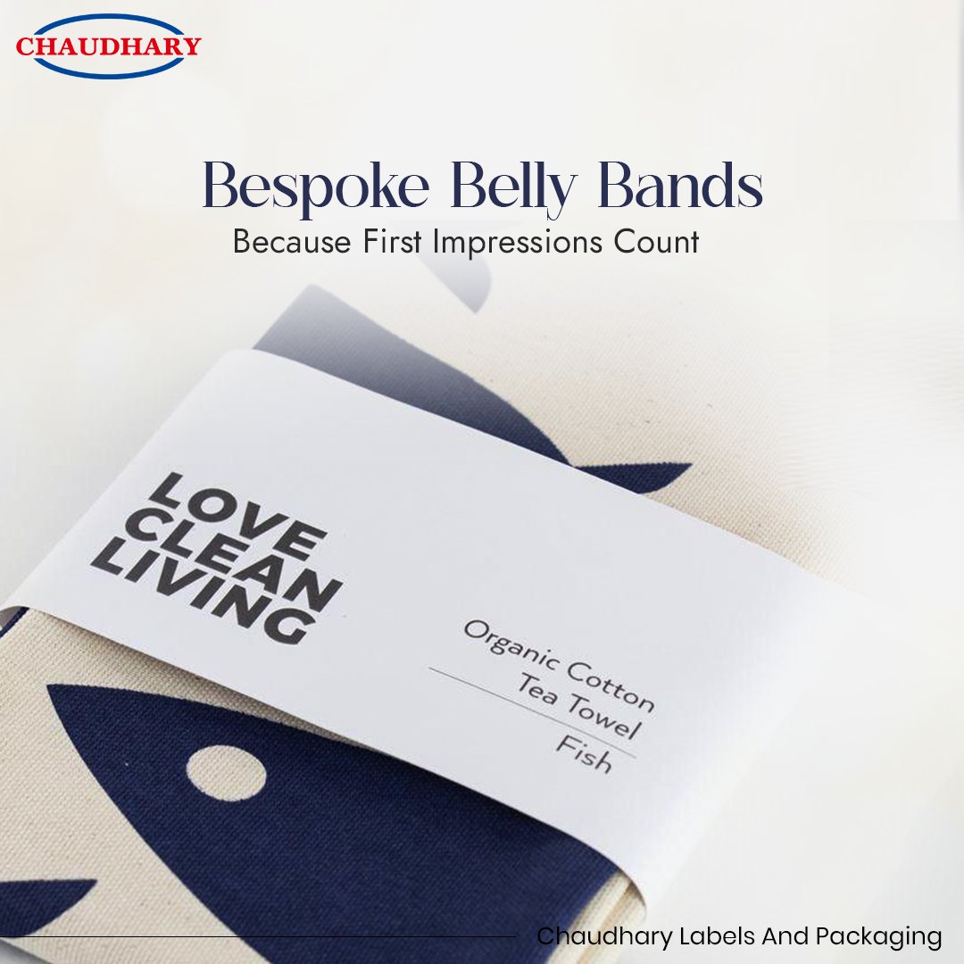 Wrap your products in a story as unique as your brand with our personalized Belly Bands. 

#chaudharylabels #customprint #packaging #box #labelprinting #merchandise #papersmaterials #productpackaging #manufacturing #goodquality #bellyband #clothpackaging