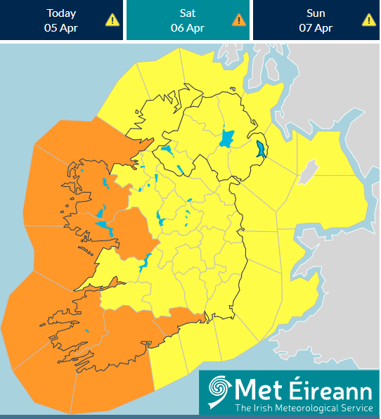 ⚠️Orange weather warning updated ⚠️ Status Orange - Wind warning for Cork, Kerry and Waterford Valid : 07:00 Saturday to 14:00 Saturday Status Orange - Wind warning for Galway and Mayo Valid: 09:00 Saturday to 18:00 Saturday Keep up to date here⬇️ met.ie/warnings-tomor…