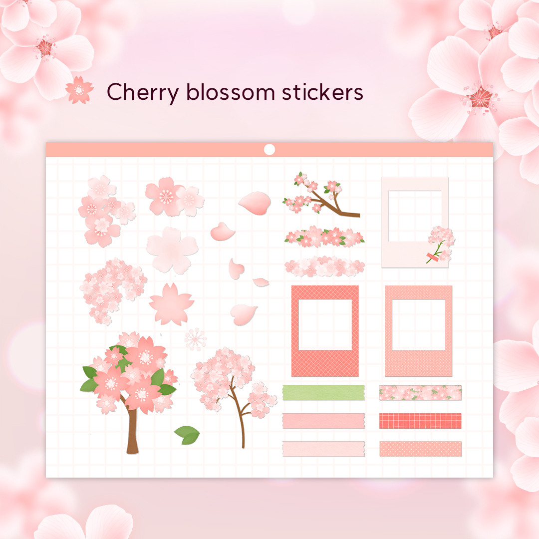 🌸Feel Spring Vibe with Flexcil🌸 Experience the energy of spring perfectly even in the digital world with the cherry blossom stickers provided by Flexcil🌸🌸 Get unlimited access to digital planners provided annually, seasonal digital templates, and stickers with one payment!