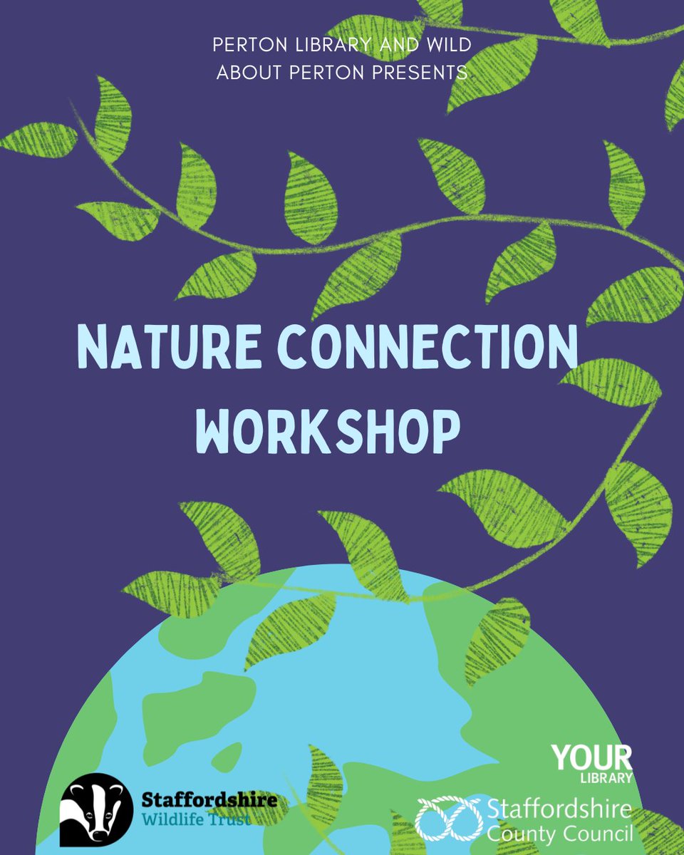Nature Connection Workshop with @StaffsWildlife Learn about how spending time in nature can transform your mental & physical health & discuss how we can all start introducing easy steps from today #PertonLibrary Sat 11 May 11:00-11:45 FREE, booking essential(Age 14+)-01902 506050
