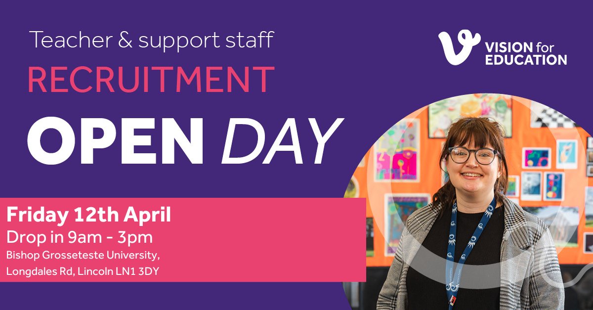 We are hosting ANOTHER open day to recruit teaching and support staff for day-to-day supply work, &amp; short and long-term placements at schools in Lincs.
For more information about the event, please contact branch on 01522440350 or email Lincolnshire@visionforeducation.co.uk 📚👏