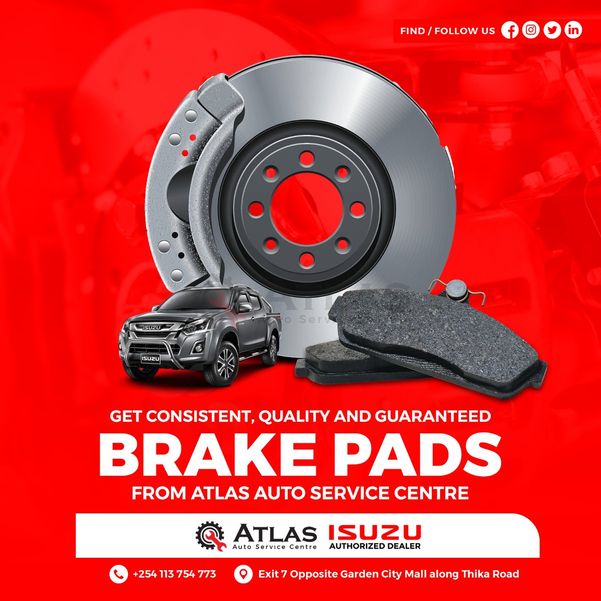 Upgrade your ride with consistent, quality brake pads from @Atlasautocentre.With our guarantee,you can hit the road with confidence,knowing your brakes are always ready to perform.Don't compromise on safety—trust the experts🚗#howcanwehelp #BrakeUpgrade #SafetyFirst #WhatsApp