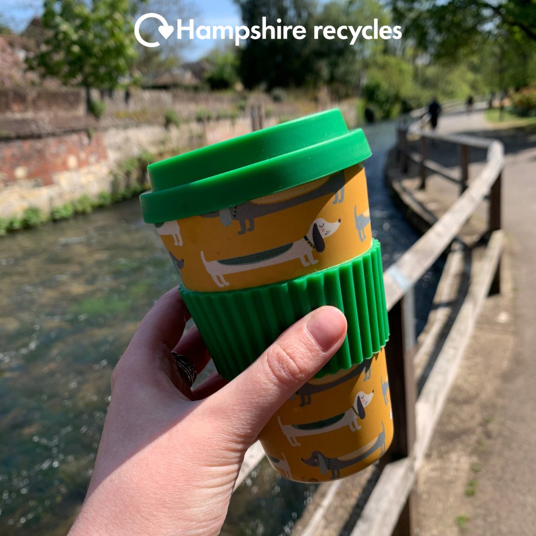 Don't forget your reusable cup this spring/summer! Choosing to reuse is an easy way to reduce your waste, plus lots of coffee shops offer a discount for bringing your own cup, so it can save you money too. Remember small actions like this = a big difference #Hampshirerecycles