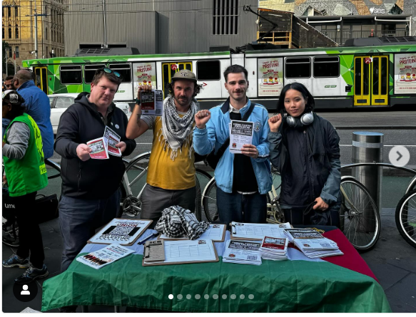 Fantastic Naarm U4P stall & protest: We joined @TRCOZ & @vic_socialists to oppose Labor’s bill to enable refugees to be deported back to danger. We promoted our group & joined the march for refugee rights which is intrinsically linked to the fight to free Palestine 🇵🇸✊️