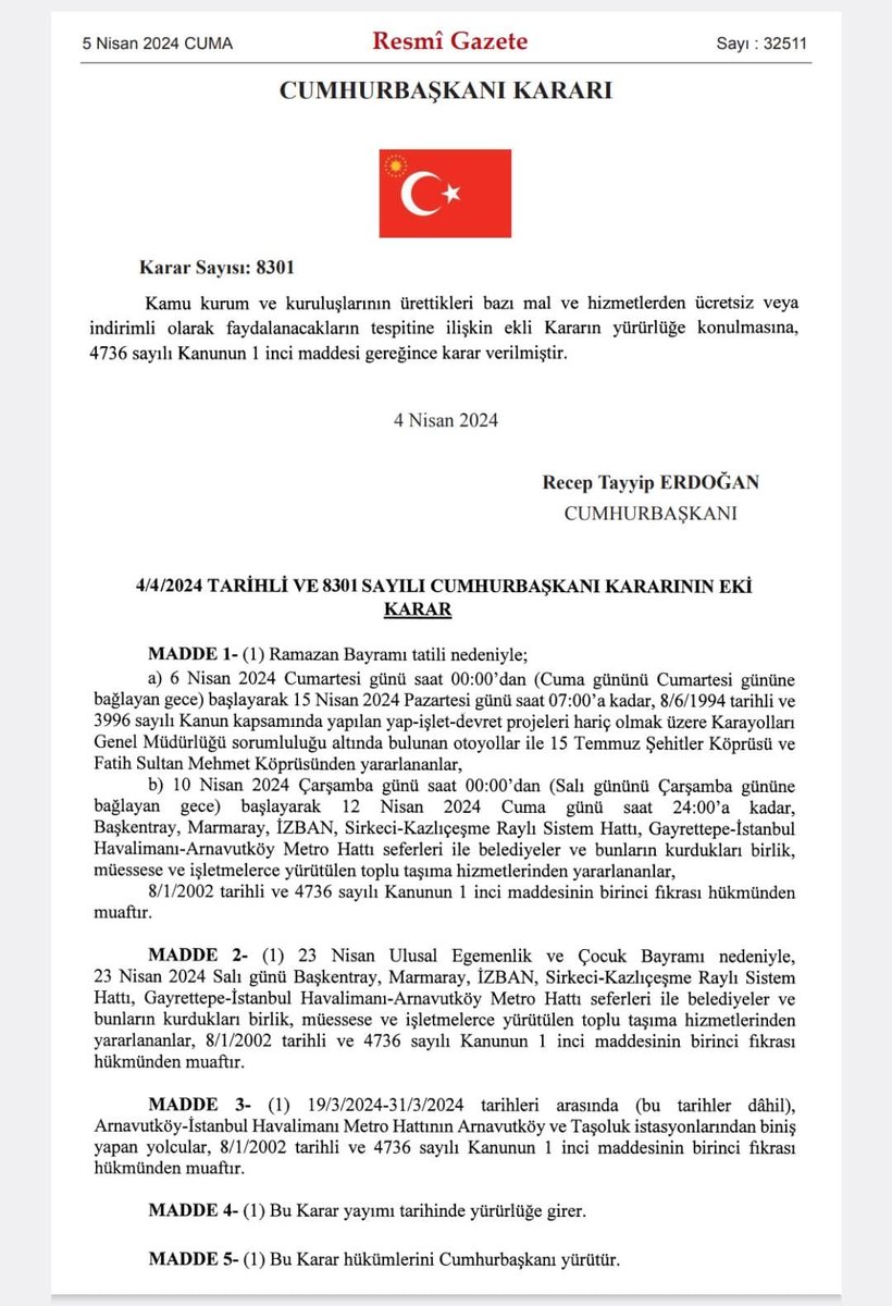 Bu bayramda da Demirel ve Özal’ın yaptığı köprülerden bedava geçeceğiz. 
Gel gör ki Erdoğan’ın yaptığı köprülere ne Ramazan ne Kurban Bayramı uğruyor.