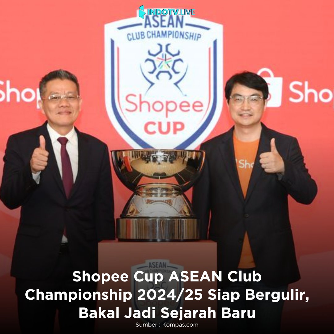 Federasi Sepak Bola ASEAN(AFF) mengumumkan Shopee sebagai mitra resmi turnamen ASEAN Club Championship bertajuk Shopee Cup. Ajang ini menjadi turnamen klub regional pertama di Asia Tenggara dan 
instagram.com/p/C5X3rBWpVlv/…
#mediadigitalcpp #indotvlive #aseanclub #shopeecup #asean