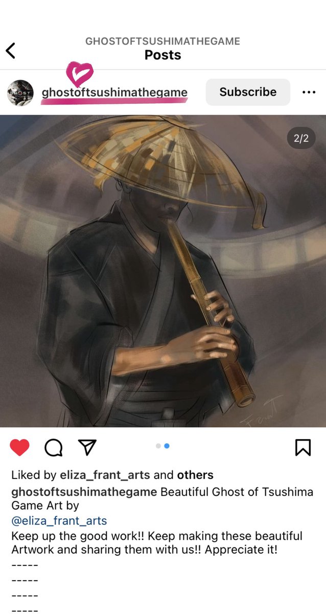 Appreciate you so much for sharing my art on Instagram! #GhostOfTsushima 🖤 instagram.com/ghostoftsushim…