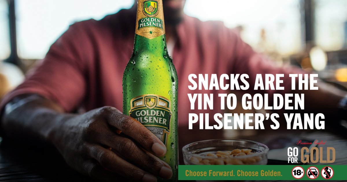 What type of food makes for your perfect Golden Pilsener & meal pairing. Tag a friend who loves the same!​ #GoldenPilsener #GoForGold #PremiumCrafted #Pilsener #Zimbabwe