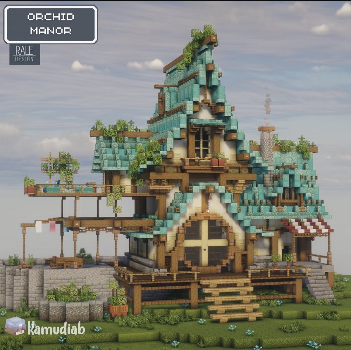 Orchid Manor built by kamuduab and @RaleDesign #minecraft建築コミュ #MinecraftServer #minecraftbuilds #Minecraft