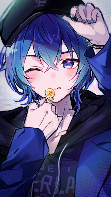 「blue hair lollipop」 illustration images(Latest)