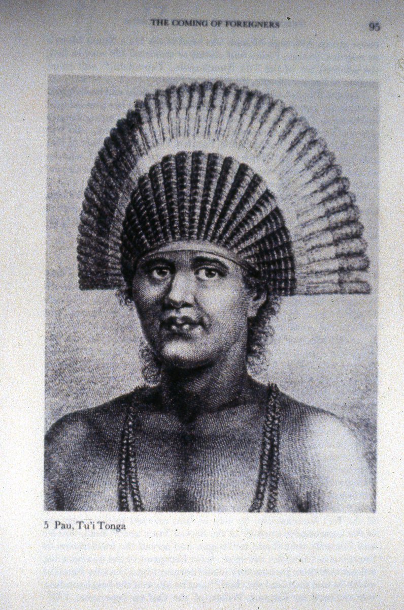 Are any Tongan or Pasifika Fashion Historians in general be able to tell me a bit more about the Tu’i Tonga headpieces? What were they made of?? Some illustrations look like feathers, others like a stiff tapa cloth. This is my 3am question x