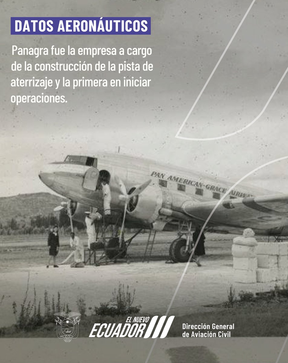 #DatosAeronáuticos I En abril de 1941 se inauguró el aeropuerto Mariscal La Mar de Cuenca, <a href="/Aeropuerto_CUE/">Aeropuerto Cuenca</a>. Las operaciones aeronáuticas iniciaron con una aeronave de la compañía Panagra.  #ElNuevoEcuador